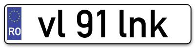 Placuta inmatriculare numar auto  vl-91-lnk, vl 91 lnk, vl91lnk