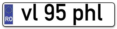 Placuta inmatriculare numar auto  vl-95-phl, vl 95 phl, vl95phl