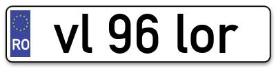 Placuta inmatriculare numar auto  vl-96-lor, vl 96 lor, vl96lor