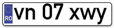Placuta inmatriculare numar auto  vn-07-xwy, vn 07 xwy, vn07xwy