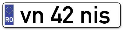 Placuta inmatriculare numar auto  vn-42-nis, vn 42 nis, vn42nis