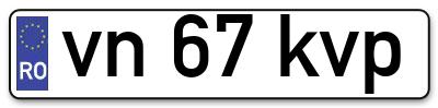 Placuta inmatriculare numar auto  vn-67-kvp, vn 67 kvp, vn67kvp