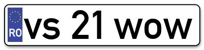 Placuta inmatriculare numar auto  vs-21-wow, vs 21 wow, vs21wow